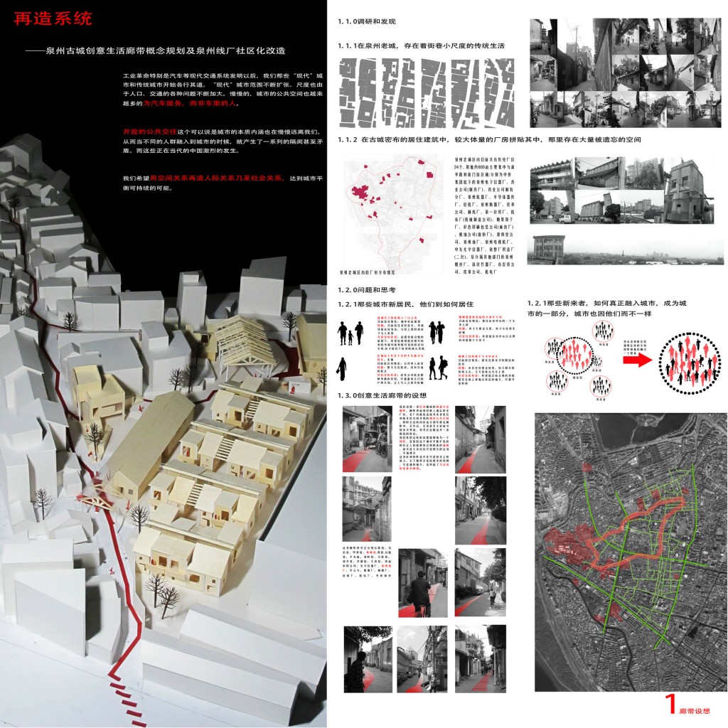 第二届中联杯三等奖作品：再造系统泉州古城创意生活廊带概念规划及泉州线厂社区化改造