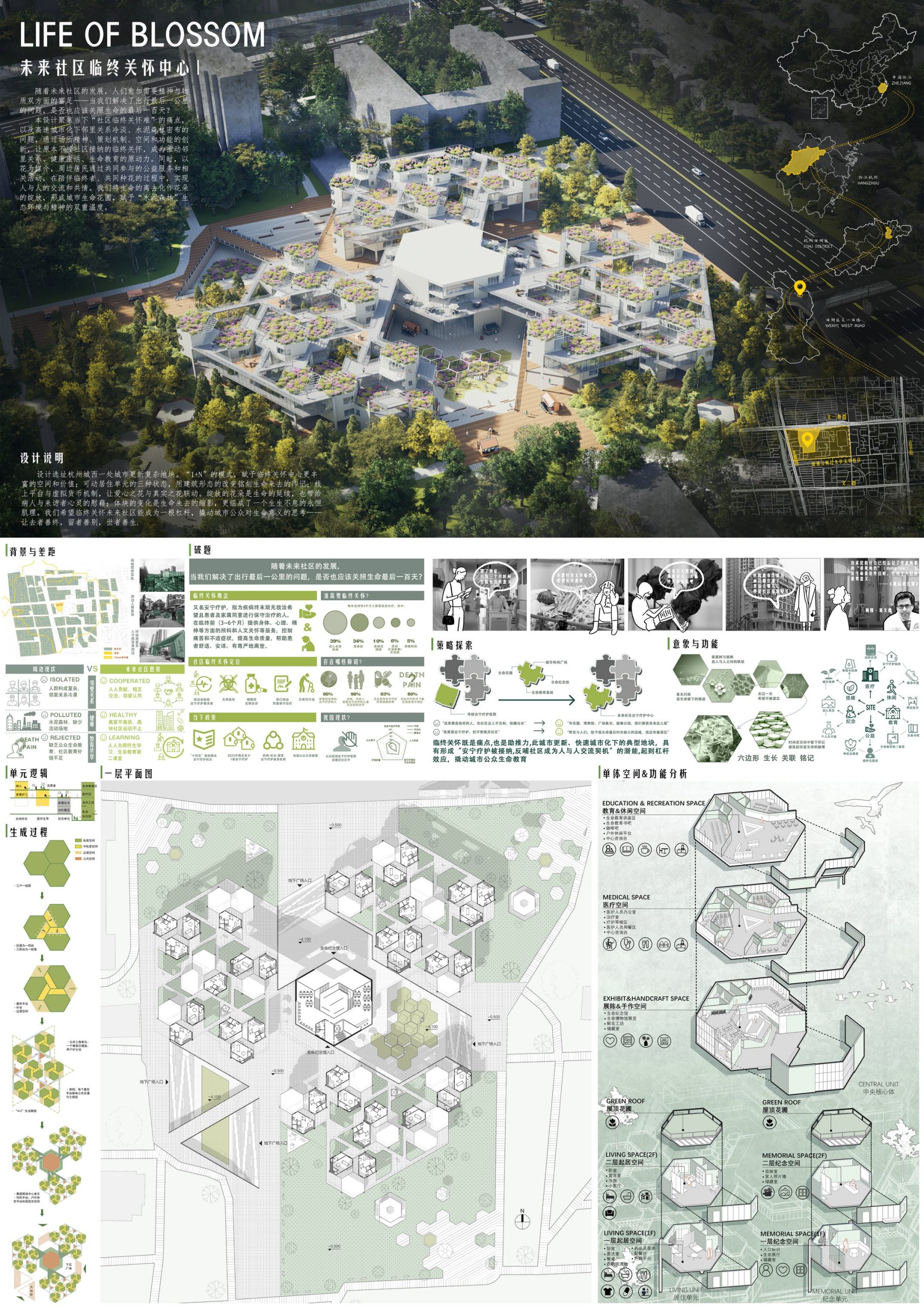 第六届中联杯三等奖：LIFE OF BLOSSOM 未来社区临终关怀中心